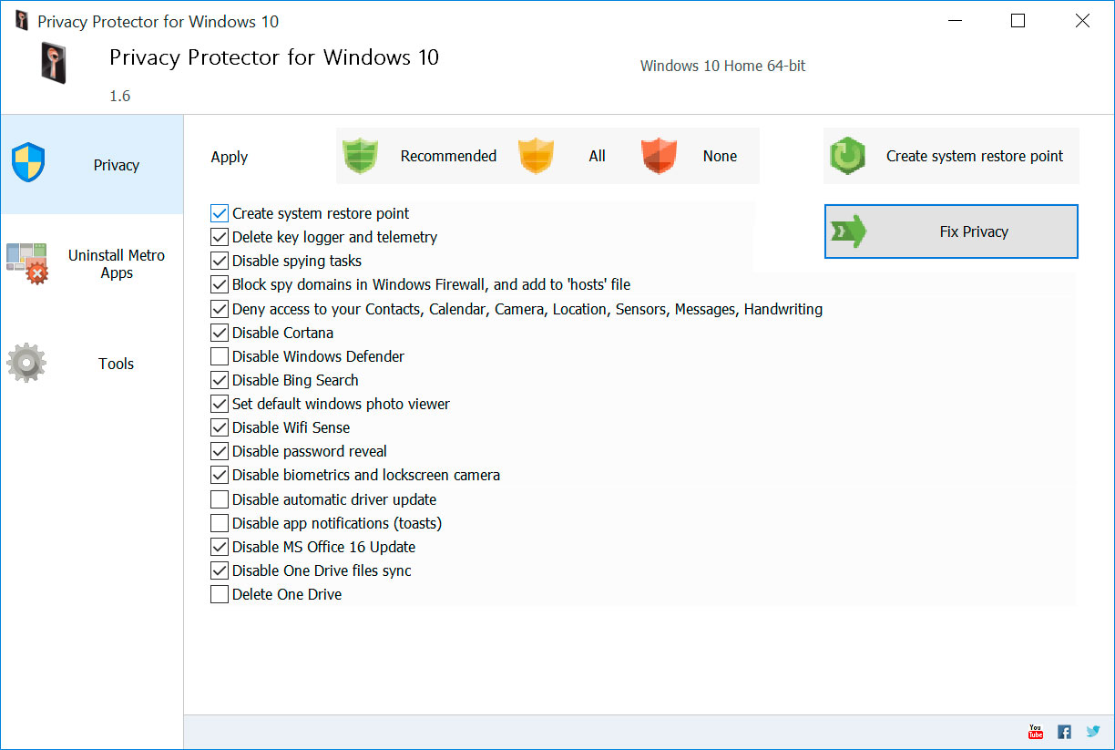 Privacy Protector for Windows 10