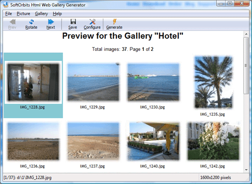 Html gallery page creator software